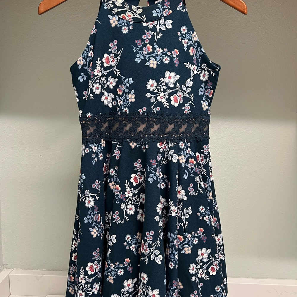 Knitworks Girls Dress – Navy Floral Print, Size 10
